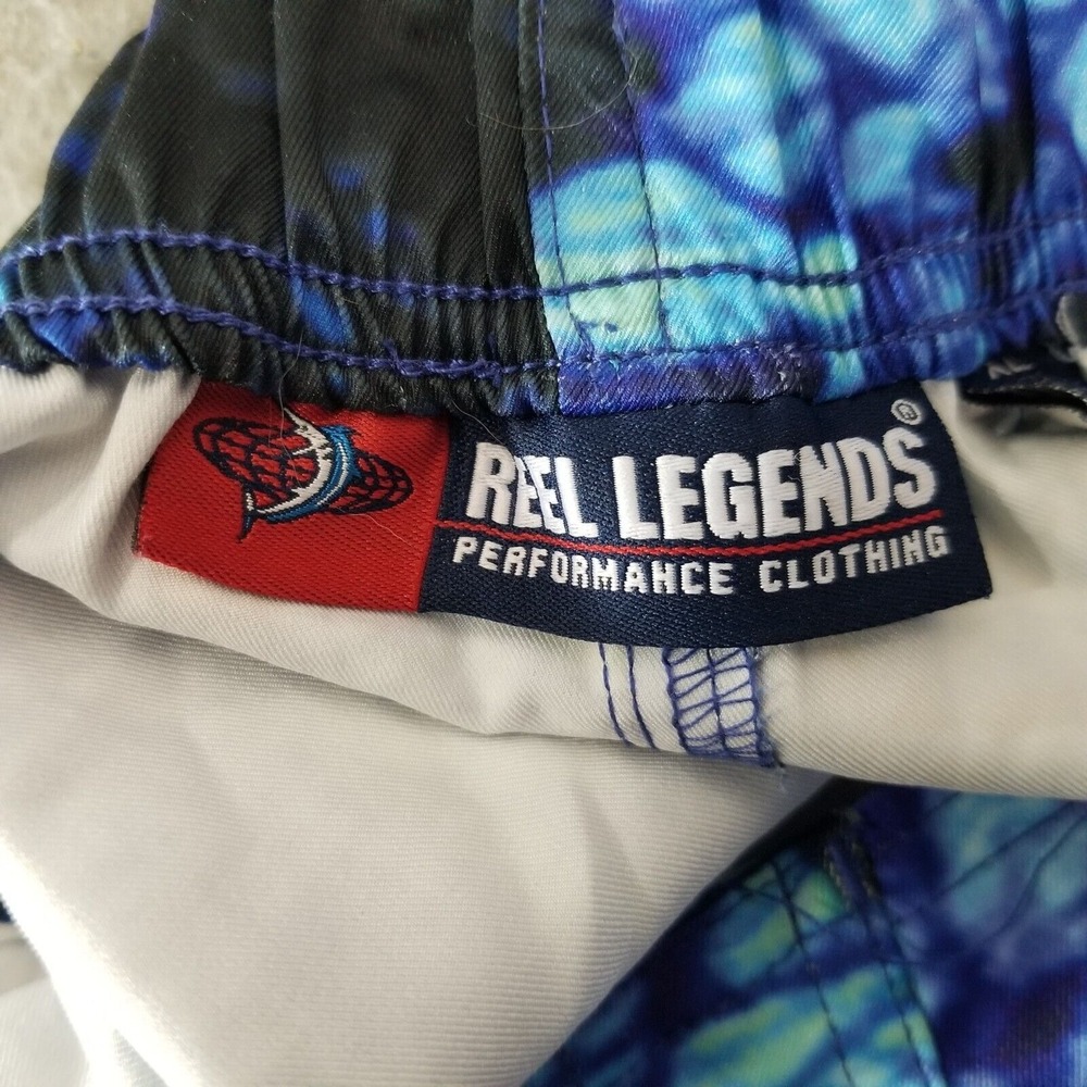 Reel Legends swim shorts bathing suit men's XL extra large Blue pockets fishing - Picture 12 of 13